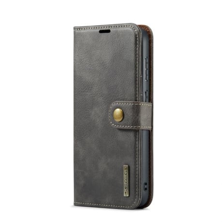 Чохол-книжка DG.MING з фактурою Crazy Horse на Samsung Galaxy S25 FE 5G - сірий