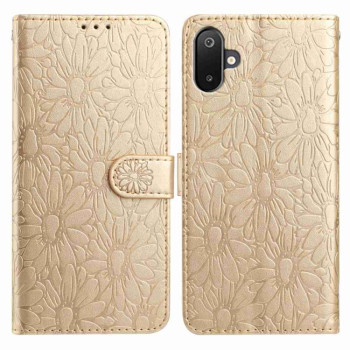 Чехол-книжка Daisy Embossed Leather для Samsung Galaxy M06 5G - золотой