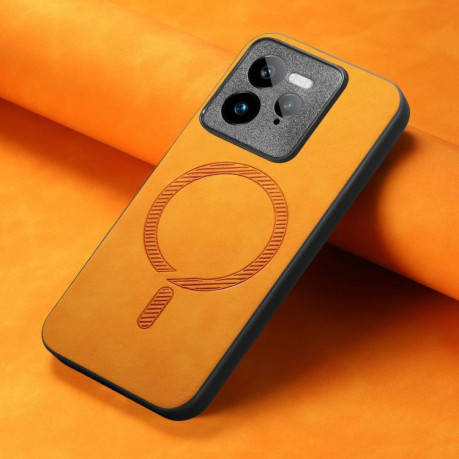 Чехол Retro MagSafe Magnetic PU на Realme GT7 Pro - желтый