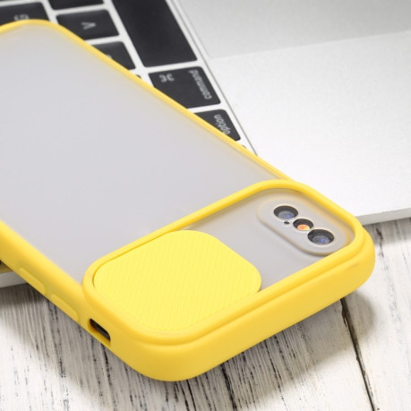 Противоударный чехол Sliding Camera для iPhone XS Max - желтый