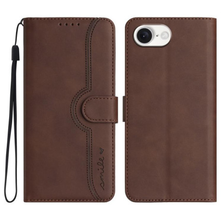 Чехол-книжка Skin Feel Heart Amile для iPhone 16e - коричневый