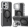 Противоударный чехол Magsafe Dual-Color Carbon Fiber Lens Film для iPhone 16 Pro Max - черный
