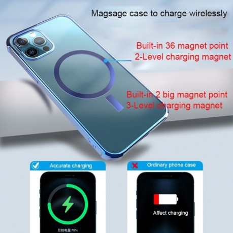 Противоударный чехол Straight Side Clear MagSafe для iPhone 14 Plus - серебристый