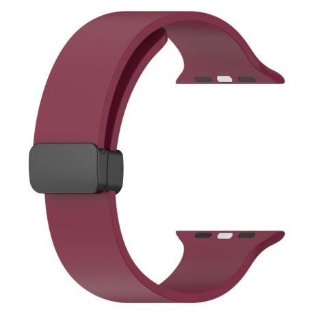 Силиконовый ремешок Magnetic Black Buckle Smooth для Apple Watch 10 46mm/Ultra 49mm / Series 8/7 45mm / 44mm / 42mm /42mm - бордовый