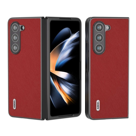 Противоударный кожаный чехол ABEEL Cross Texture для Samsung Galaxy Fold 5 - красный