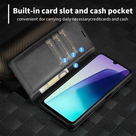 Чохол-книжка LCIMEEKE Carbon Fiber для Xiaomi Redmi A4 5G / 14C 4G - Black