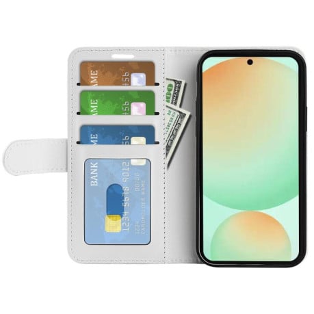 Чехол-книжка с фактурой R64 и магнитным хлястиком на Samsung Galaxy S25 FE 5G - белый