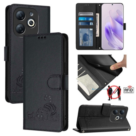 Чехол-книжка Cat Embossing Pattern на Infinix Smart 8 - черный