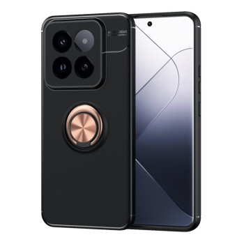 Ударозахисний чохол Metal Ring Holder для Xiaomi 14 Pro -чорно-золотий