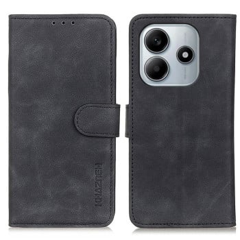 Чехол-книжка KHAZNEH с матовой фактурой Cowhide и магнитным хлястиком на Xiaomi Redmi Note 14 4G 164.48mm - черный