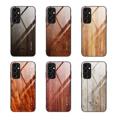 Противоударный чехол Wood Grain Glass на Samsung Galaxy A14 5G - черный