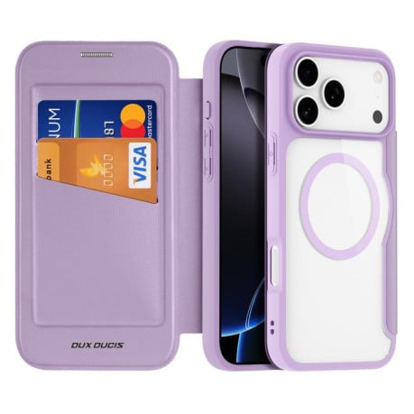 Чехол-книжка DUX DUCIS Skin X Pro Series с Magsafe на iPhone 17 Pro - фиолетовый