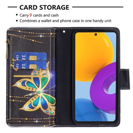 Чохол-гаманець Colored Drawing Pattern Zipper для Samsung Galaxy M52 5G - Big Butterfly