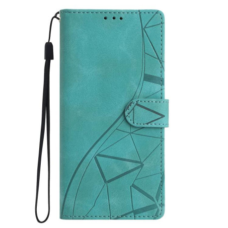 Чехол-книжка Triangles Embossed Leather для Motorola Edge 60 - зеленый