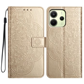 Чохол-книжка Flower Embossed Leather на Xiaomi Redmi Note 14 4G 164.48mm - золотий
