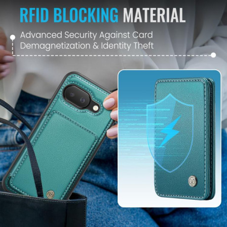 Чехол JEEHOOD J05 Business Magnetic Style RFID Leather для Google Pixel 9a - синий
