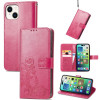 Чехол-книжка Four-leaf Clasp Embossed Buckle на iPhone 15 Plus -розовый