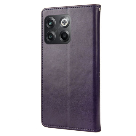 Чехол-книжка Butterfly Flower Pattern для OnePlus 10T - фиолетовый
