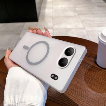 Противоударный чехол матовый Ice Fog Fine Hole с MagSafe на OnePlus Nord 4 5G - серый