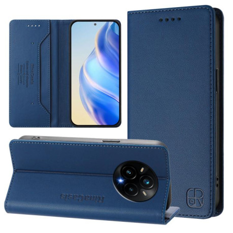 Чохол-книжка RC01 Dual-Folded Magnetic Suction RFID Leather на Realme 14 Pro+ 5G - синій