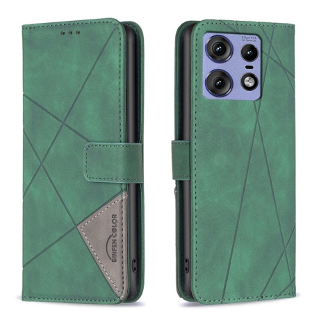 Чехол-книжка Rhombus Texture для Motorola Edge 50 Pro 5G - зеленый