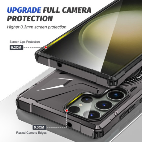 Противоударный чехол HTM MagSafe Magnetic Shockproof Phone Case with Ring Holder для Samsung Galaxy S24 Ultra 5G - серый
