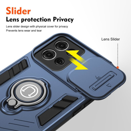Протиударний чохол Sliding Camshield Ring Holder Motorola Moto G75 - синій