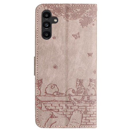 Чехол-книжка Cat Embossing Pattern на Samsung Galaxy S24 FE 5G - серый