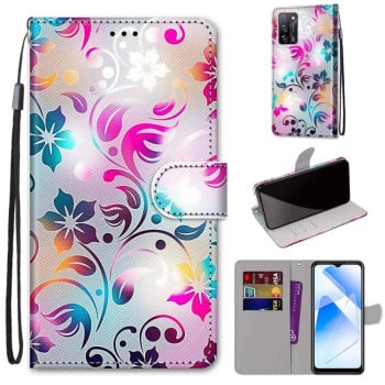 Чехол-книжка Coloured Drawing Cross для OPPO A54 4G / A16 4G / A53s 5G / A55 5G - Gradient Colorful Flower