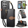 Чехол-книжка Leaf Buckle Zipper Wallet Leather with Strap на молнии с ремешком для Xiaomi 17 — чёрный