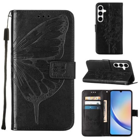 Чехол-книжка Embossed Butterfly для Samsung Galaxy A35 5G - черный