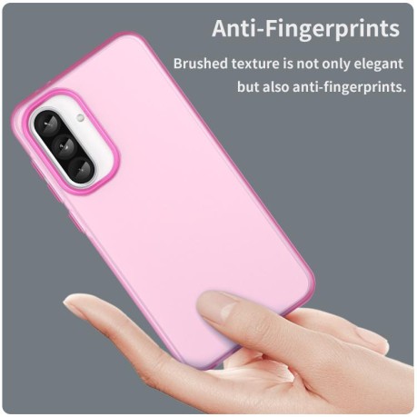 Противоударный чехол Frosted Translucent TPU Hybrid PC для Samsung Galaxy A56 5G - розовый
