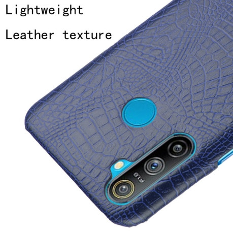 Ударопрочный чехол Crocodile Texture на Realme C3 - темно-синий