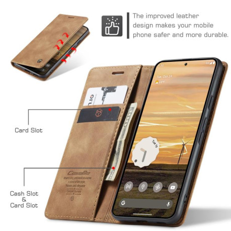 Чехол-книжка CaseMe-013 Multifunctional на Google Pixel 9a - коричневый