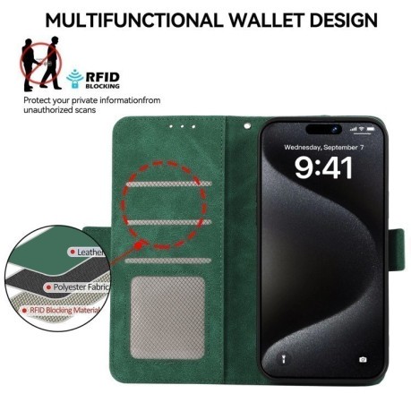 Чехол-книжка ABEEL Color Block Magnetic RFID Leather на Samsung Galaxy A56 5G - зеленый