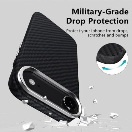 Чохол Tech-Protect Ion Carbon MagSafe на iPhone Air - black and silver