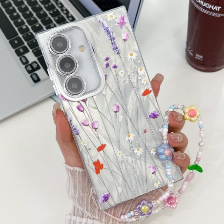 Чохол Electroplating Laser Flower Texture для Samsung Galaxy A16 5G - Purple Wildflowers