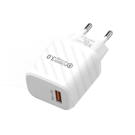 Зарядний пристрій TE-005 USB3 QC3 18W 3A Mobile Phone Fast Charger - білий