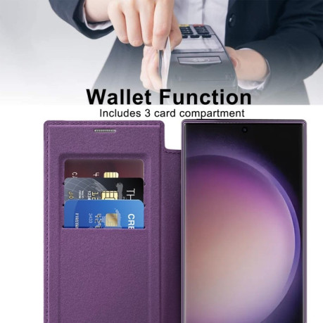 Чохол-книжка Shield MagSafe RFID Anti-theft Leather  для Samsung Galaxy S25 Ultra 5G - фіолетовий