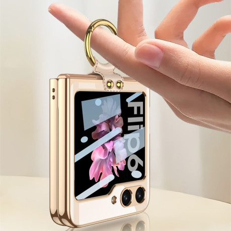 Противоударный чехол GKK Electroplating with Ring для Samsung Galaxy  Flip 6 - золотой