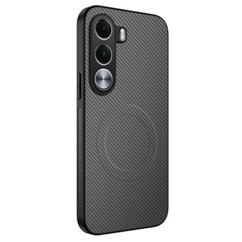 Магнитный чехол Wanlonfeng серии TQ с текстурой карбона на Realme C100i / C100x 4G — серый