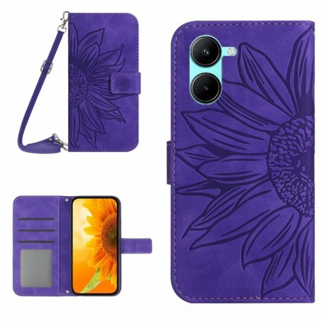 Чехол-книжка Skin Feel Sun Flower для Realme 10 5G - темно-фиолетовый