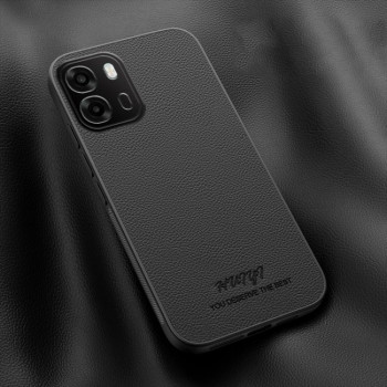 Чохол  з вирізом під надпис HUIYI Leather Magnetic на OPPO A6/x/k 5G — чорний