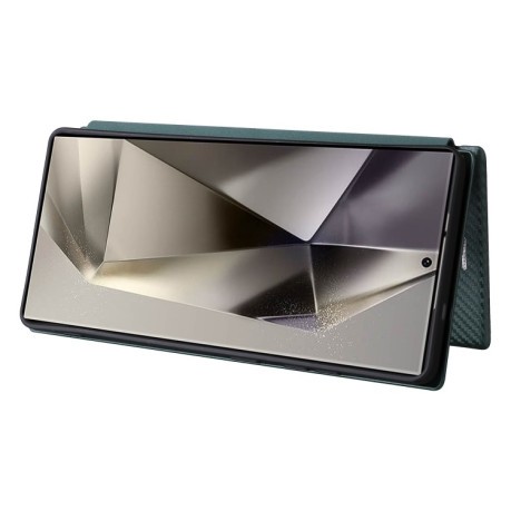 Чехол-книжка Carbon Fiber Texture на Samsung Galaxy S25 Ultra 5G - зеленый