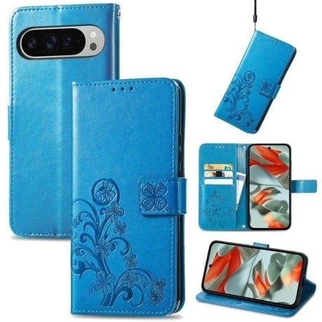 Чохол-книжка Four-leaf Clasp Embossed для Google Pixel 9 Pro XL - синій