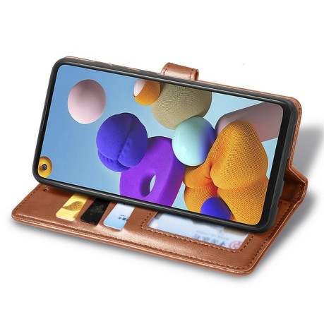 Чехол-книжка Retro Solid Color на Samsung Galaxy A21S - коричневый