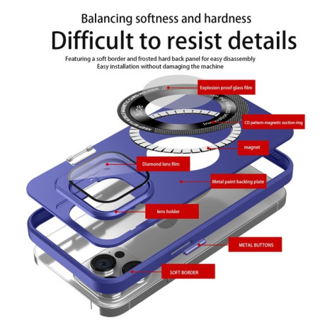Протиударний чохол Skin Feel Magnifier MagSafe Lens для iPhone 15 Pro Max - блакитний
