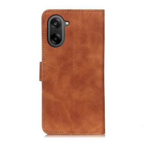 Чехол-книжка KHAZNEH с матовой фактурой Cowhide и магнитным хлястиком для OnePlus Nord CE5 / Ace 5 Racing — коричневый