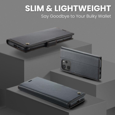 Чехол-книжка CaseMe 023 Butterfly Buckle Litchi Texture RFID Anti-theft Leather для Xiaomi Redmi Note 14 4G 164.84mm - черный