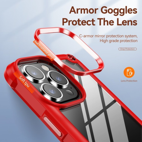 Противоударный чехол Lens Protection на iPhone 15 Pro - красный